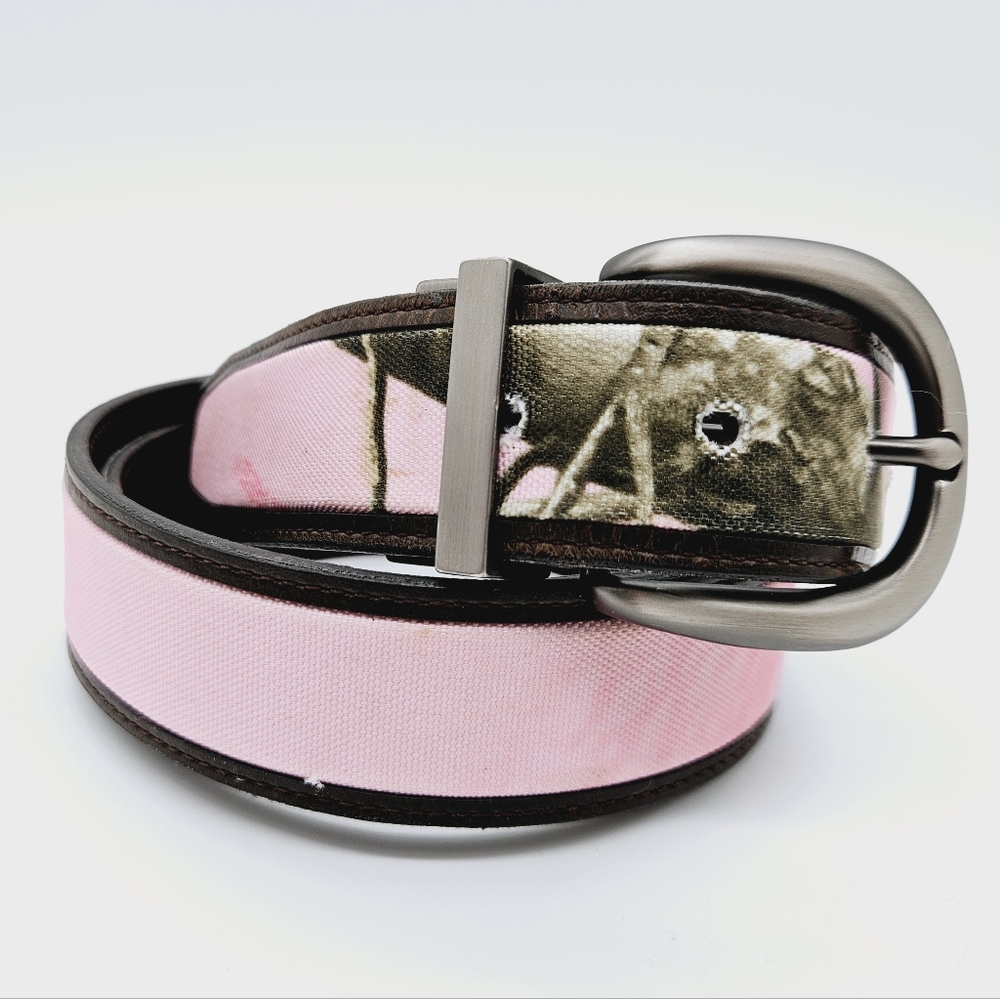 REALTREE | reversible pink camo/blown leather belt L/XL